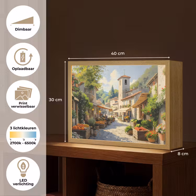 Lightbox - Wandlamp - Dorp - Zon - Kraampjes - Huizen — 10