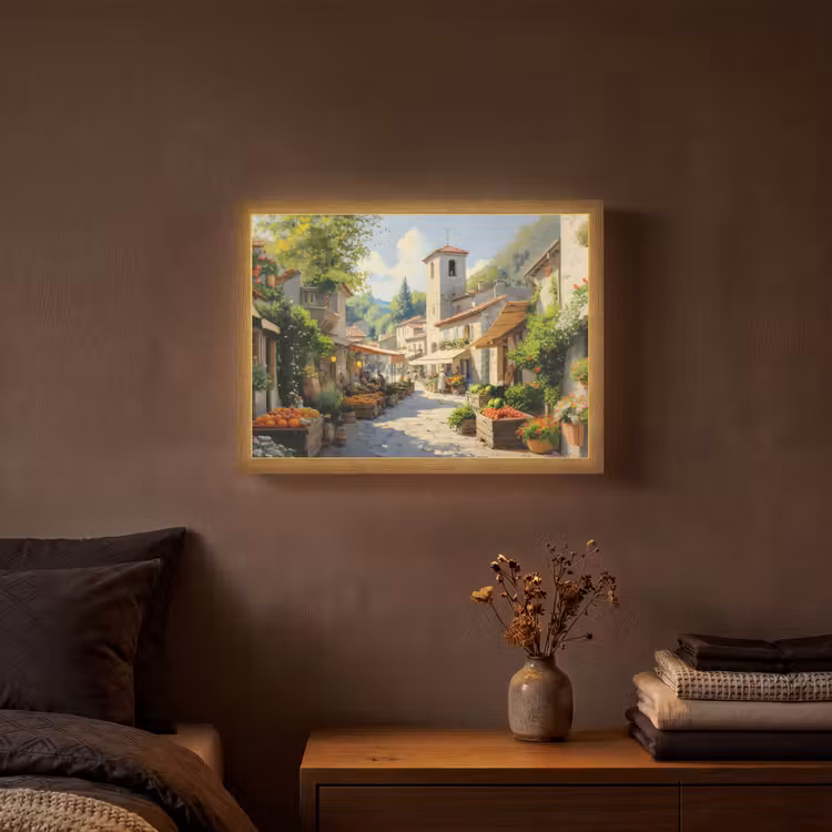 Lightbox - Wandlamp - Dorp - Zon - Kraampjes - Huizen — 3