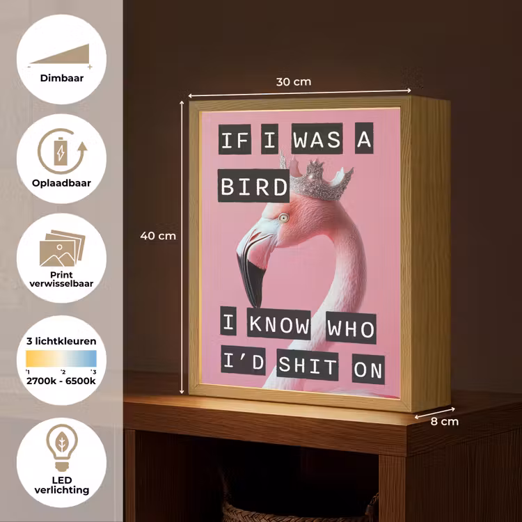 Lightbox - Wandlamp - Flamingo - Roze - Vogel - Decoratie — 9