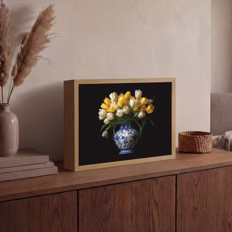 Lightbox - Wandlamp - Geel - Tulpen - Vaas - Bloemen — 4