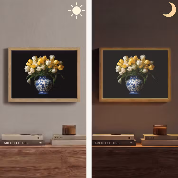Lightbox - Wandlamp - Geel - Tulpen - Vaas - Bloemen — 6
