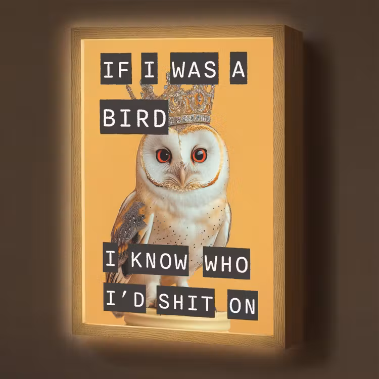 Lightbox - Wandlamp - Geel - Uil - Vogel - Decoratie — 1