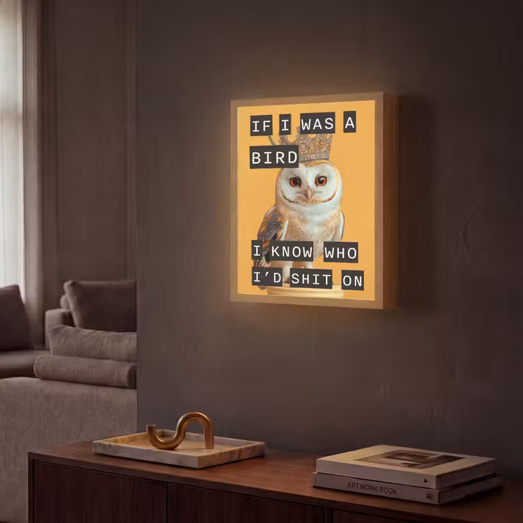 Lightbox - Wandlamp - Geel - Uil - Vogel - Decoratie — 2