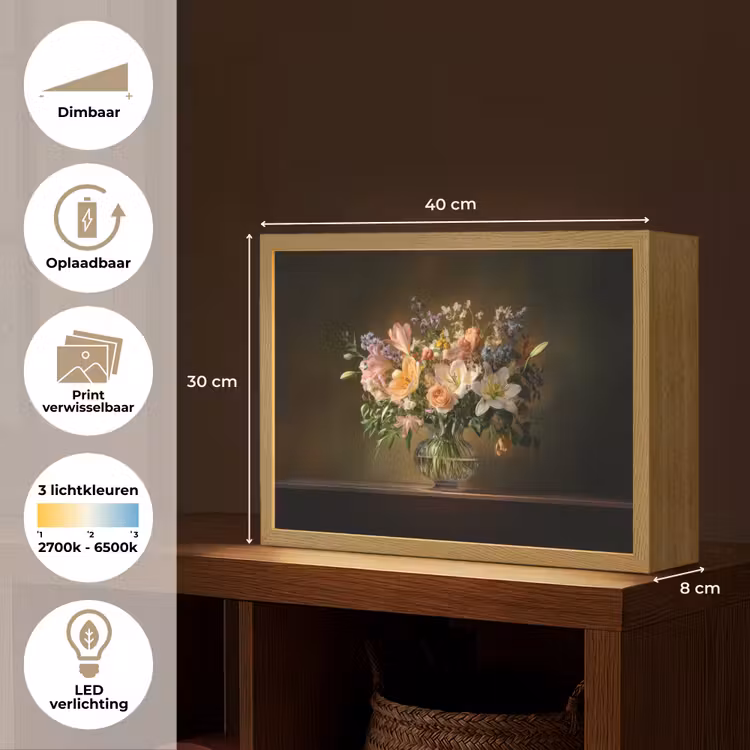 Lightbox - Wandlamp - Glazen - Bloemen - Boeket - Kleuren — 10