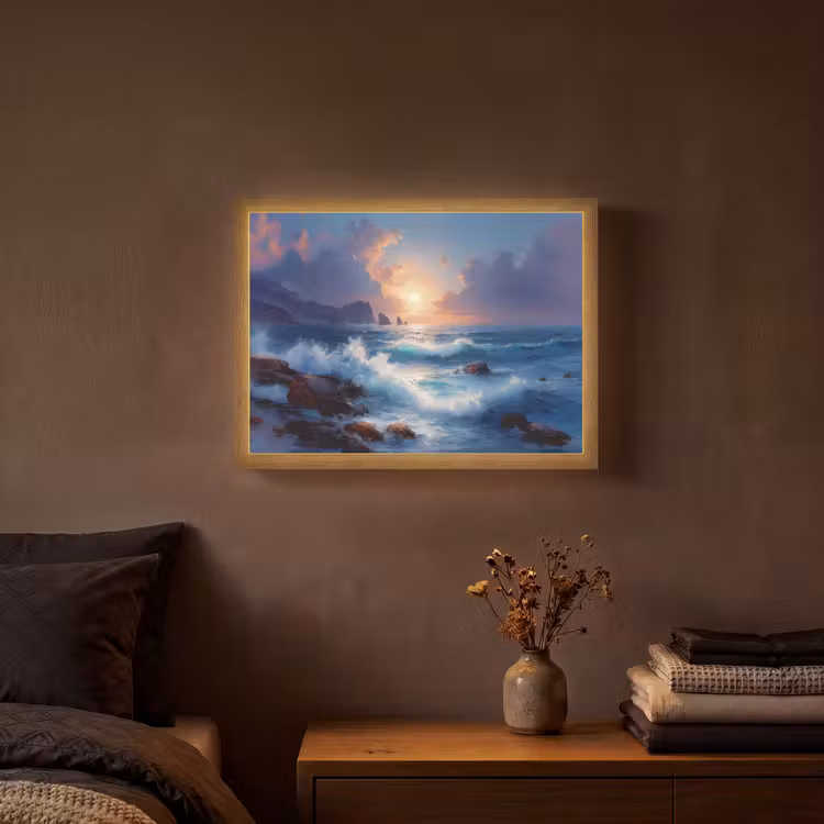 Lightbox - Wandlamp - Golven - Zee - Kleurrijk - Rotsen — 3