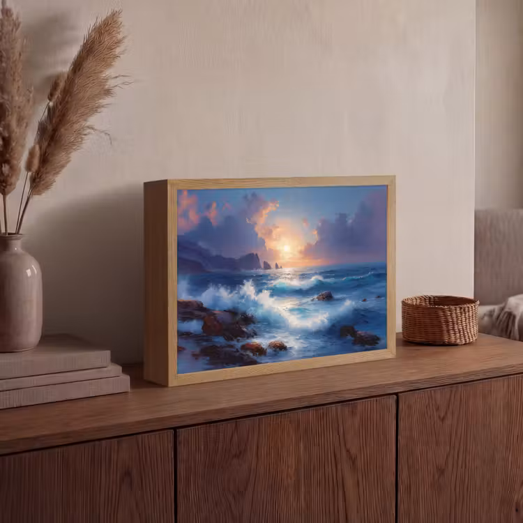 Lightbox - Wandlamp - Golven - Zee - Kleurrijk - Rotsen — 4