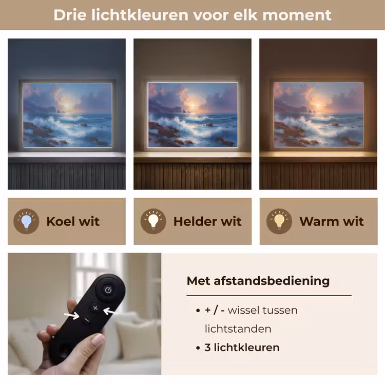Lightbox - Wandlamp - Golven - Zee - Kleurrijk - Rotsen — 8