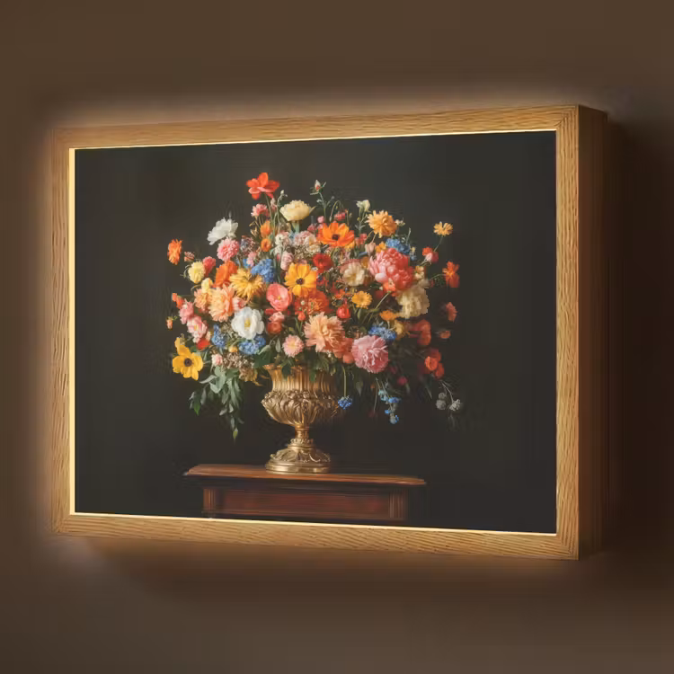 Lightbox - Wandlamp - Goud - Bloemen - Kleuren - Vaas — 1