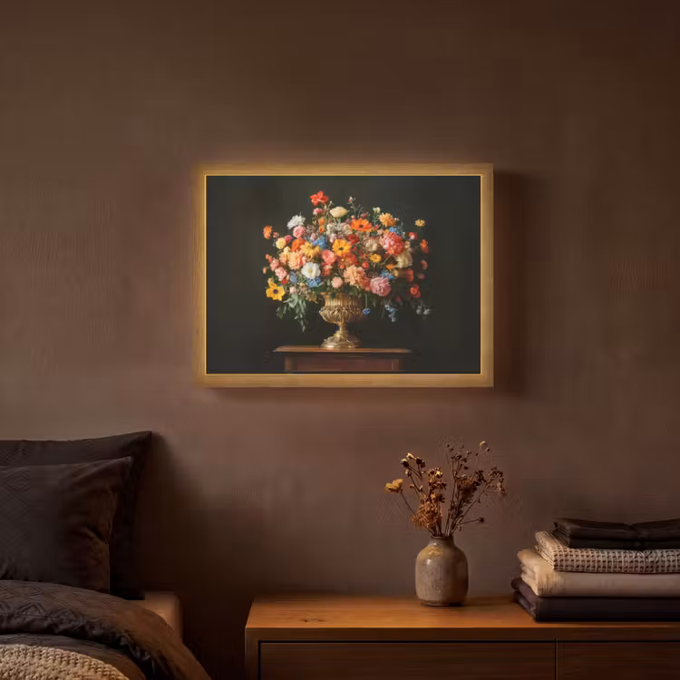 Lightbox - Wandlamp - Goud - Bloemen - Kleuren - Vaas — 3