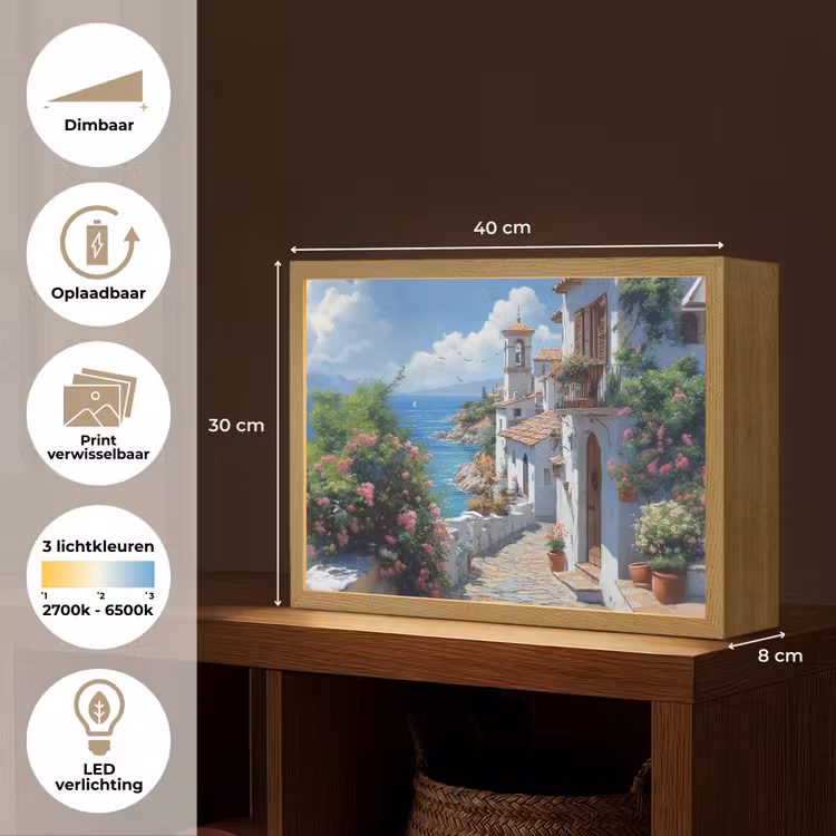 Lightbox - Wandlamp - Huizen - Zee - Bomen - Bloemen — 10