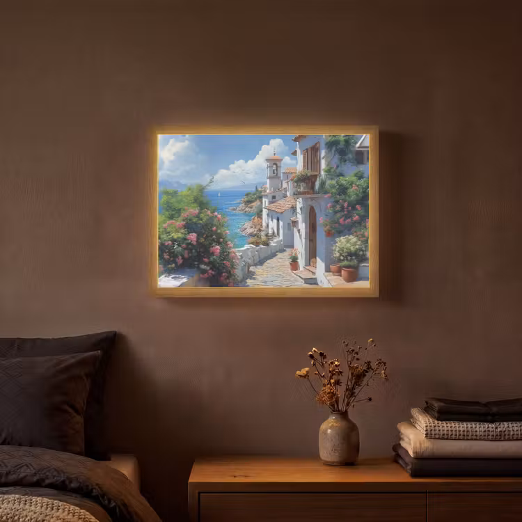 Lightbox - Wandlamp - Huizen - Zee - Bomen - Bloemen — 3