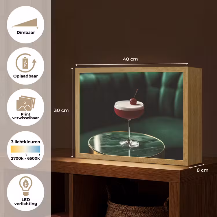 Lightbox - Wandlamp - Kers - Cocktail - Rood - Marmer — 10