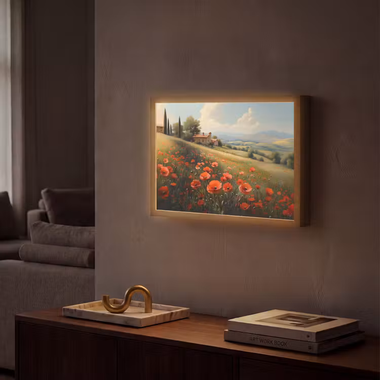 Lightbox - Wandlamp - Klaprozen - Rood - Heuvels - Landschap — 2