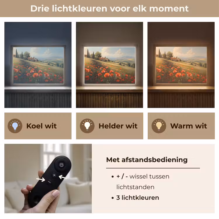 Lightbox - Wandlamp - Klaprozen - Rood - Heuvels - Landschap — 8