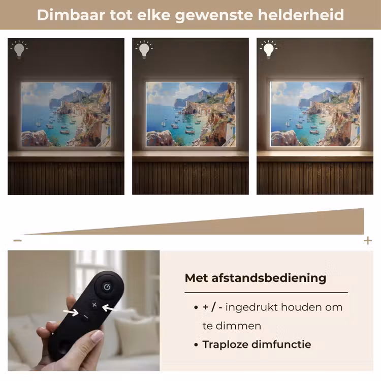 Lightbox - Wandlamp - Kustdorp - Schilderij - Rotsen - Boten — 9
