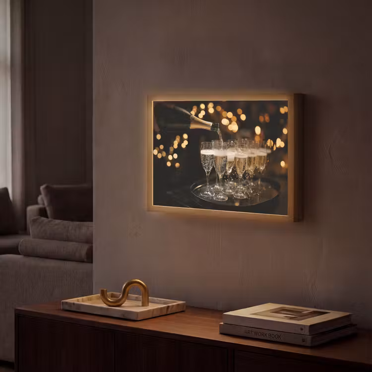Lightbox - Wandlamp - Lichtjes - Champagne - Dienblad - Glazen — 2