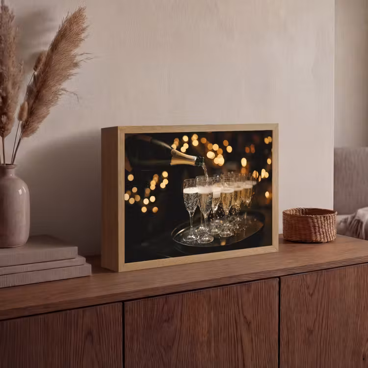 Lightbox - Wandlamp - Lichtjes - Champagne - Dienblad - Glazen — 4