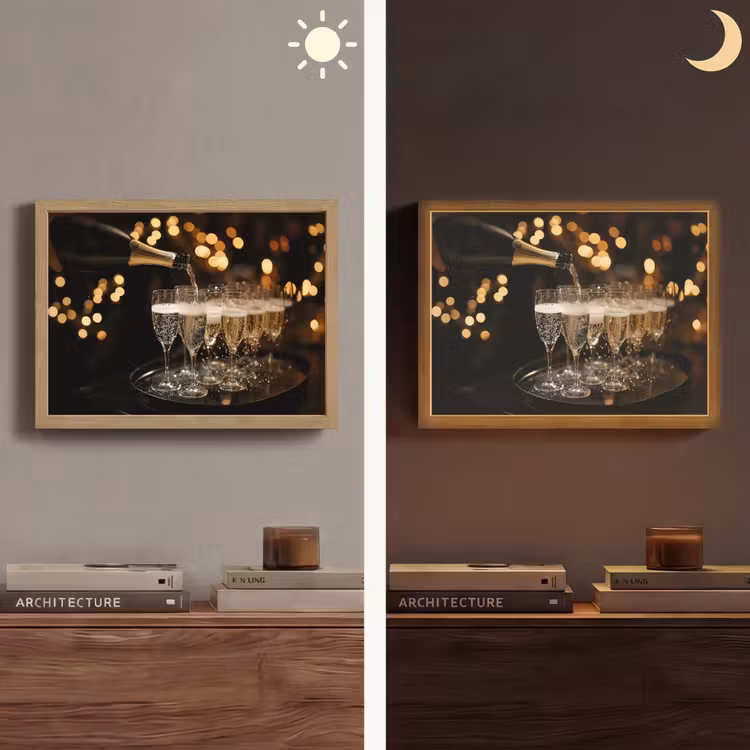 Lightbox - Wandlamp - Lichtjes - Champagne - Dienblad - Glazen — 6