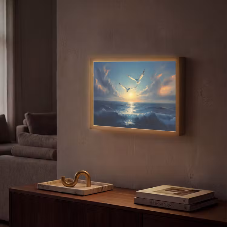 Lightbox - Wandlamp - Meeuwen - Zee - Wolken -Blauw — 2