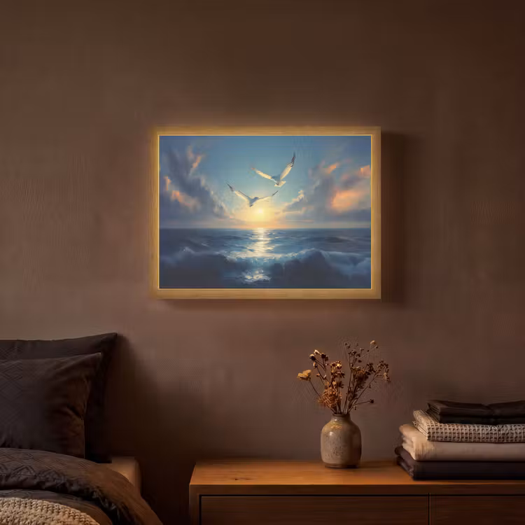 Lightbox - Wandlamp - Meeuwen - Zee - Wolken -Blauw — 3