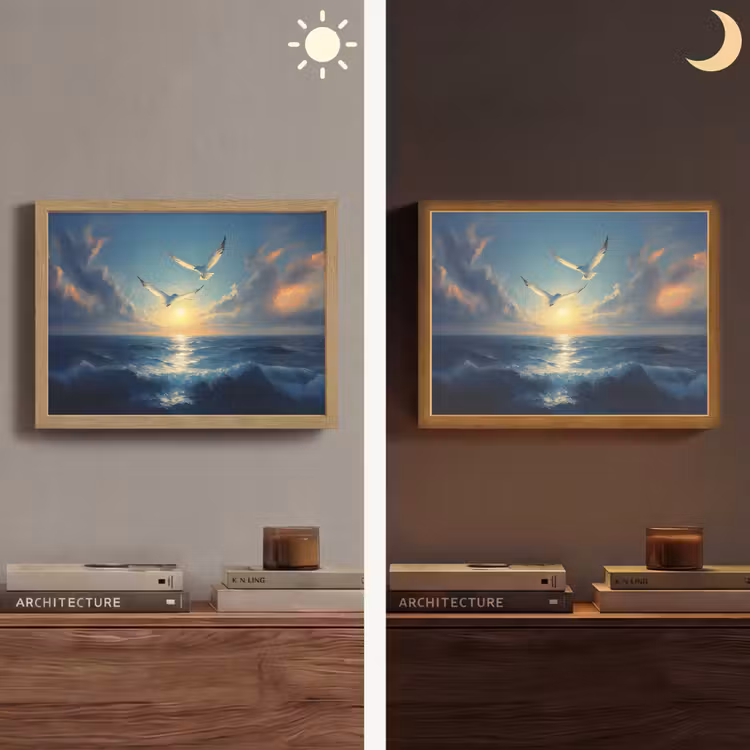 Lightbox - Wandlamp - Meeuwen - Zee - Wolken -Blauw — 6