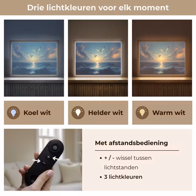 Lightbox - Wandlamp - Meeuwen - Zee - Wolken -Blauw — 8