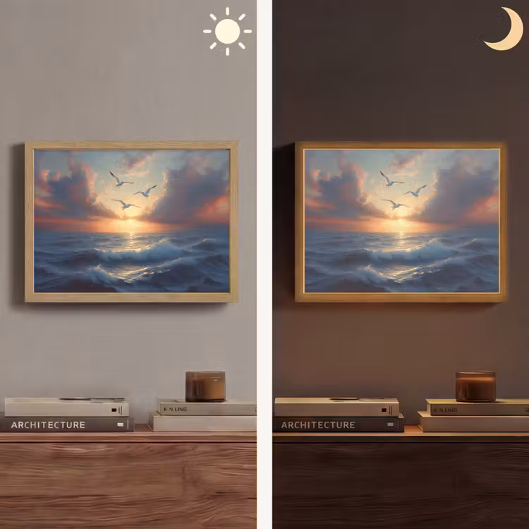Lightbox - Wandlamp - Meeuwen - Zonsondergang - Zee - Wolken — 6
