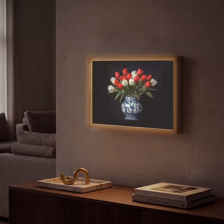 Lightbox - Wandlamp - Rode - Bloemen - Tulpen - Vaas — 2