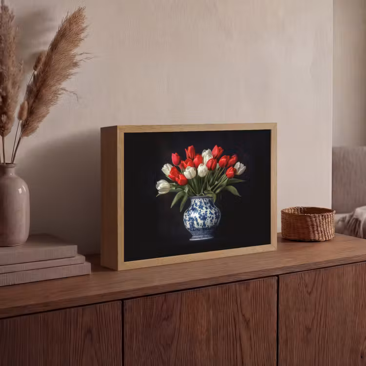 Lightbox - Wandlamp - Rode - Bloemen - Tulpen - Vaas — 4