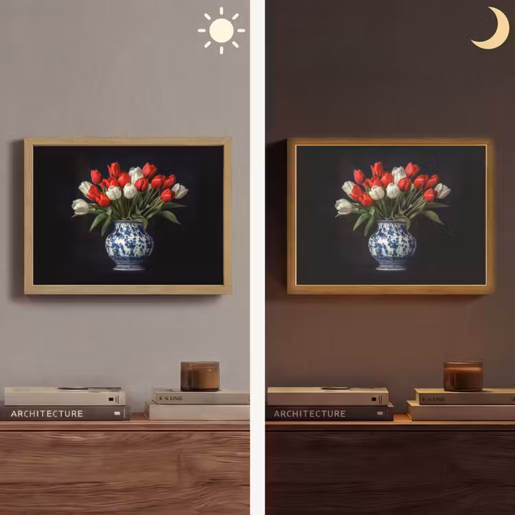 Lightbox - Wandlamp - Rode - Bloemen - Tulpen - Vaas — 6
