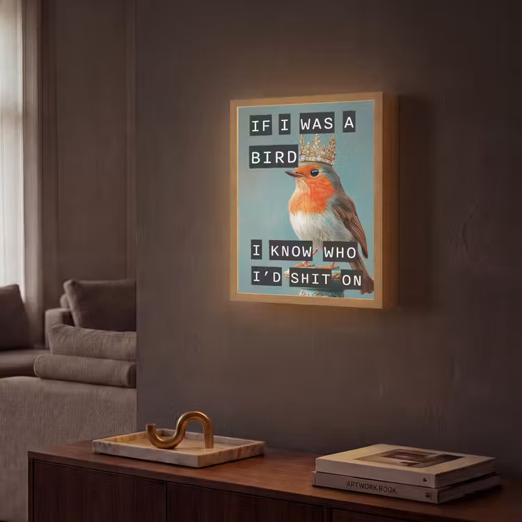 Lightbox - Wandlamp - Roodborstje - Vogel - Blauw - Decoratie — 2