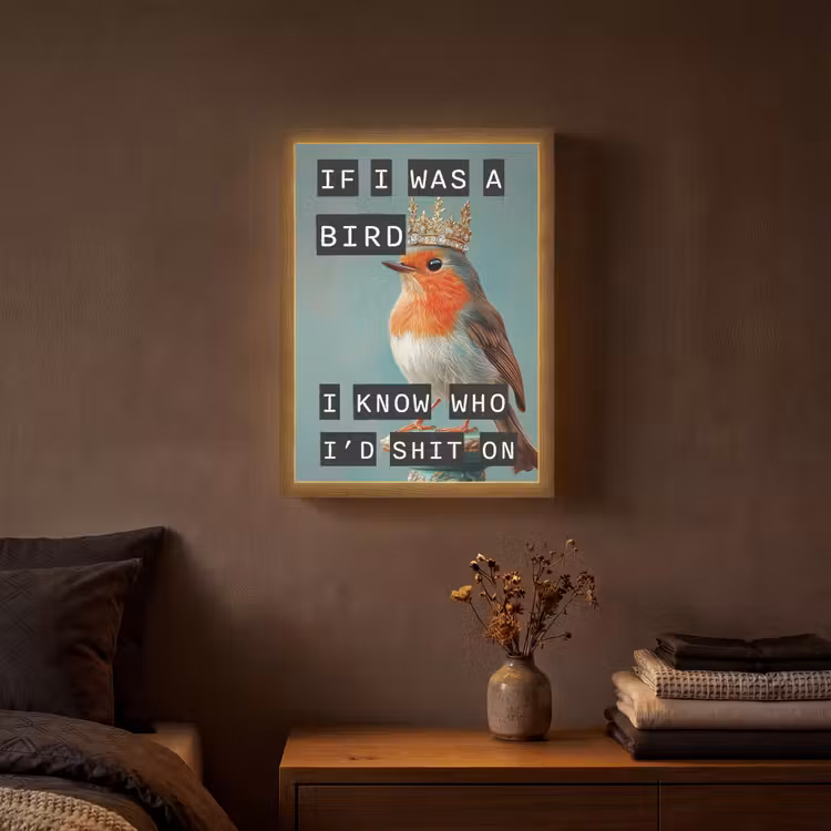 Lightbox - Wandlamp - Roodborstje - Vogel - Blauw - Decoratie — 3