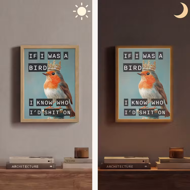 Lightbox - Wandlamp - Roodborstje - Vogel - Blauw - Decoratie — 5