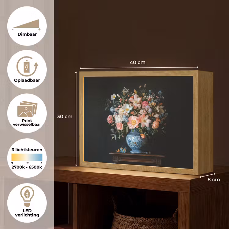 Lightbox - Wandlamp - Roze - Bloemen - Vaas - Kleuren — 10
