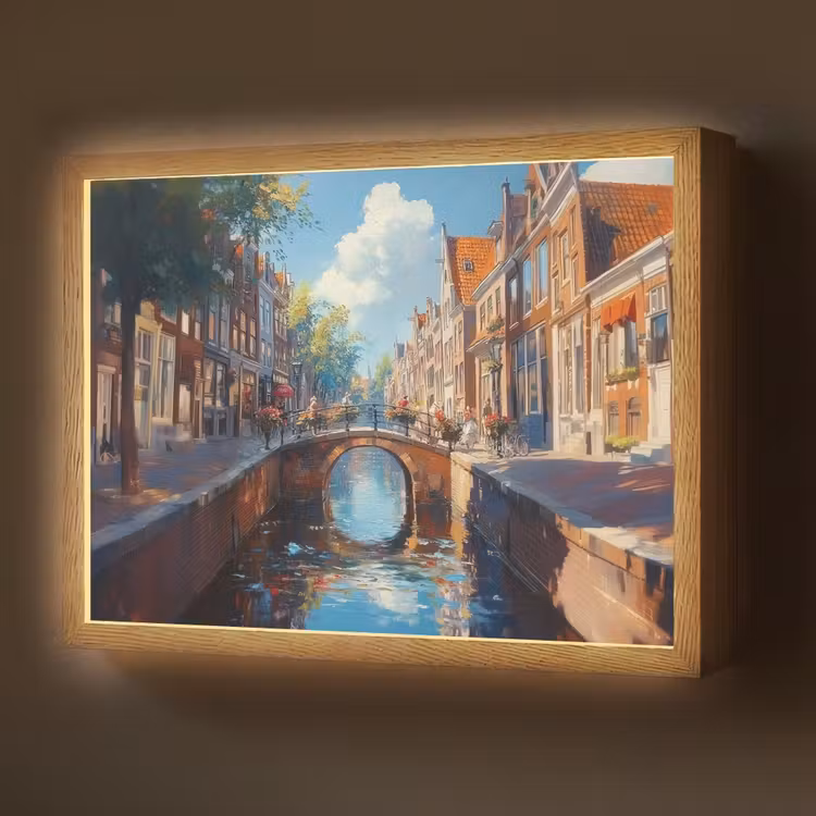 Lightbox - Wandlamp - Stad - Gracht - Zon - Fietsen — 1