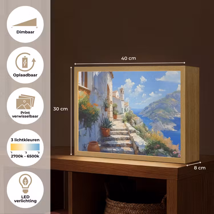 Lightbox - Wandlamp - Trap - Huizen - Berglandschap - Zee — 10