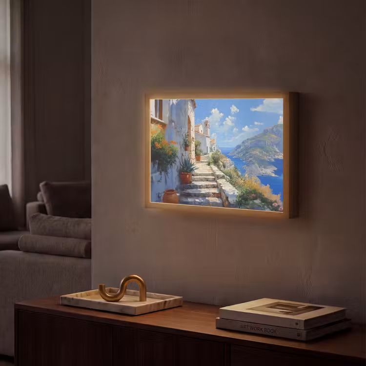Lightbox - Wandlamp - Trap - Huizen - Berglandschap - Zee — 2