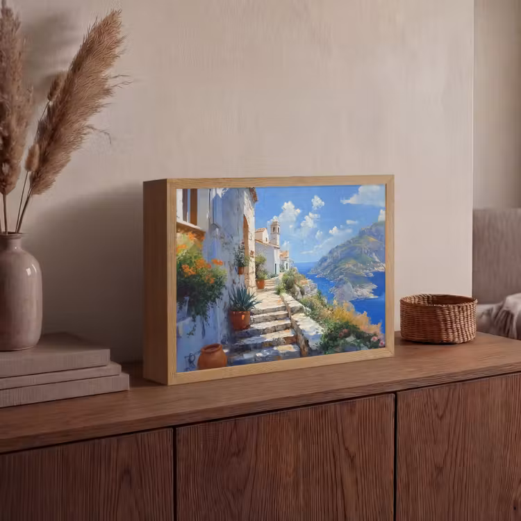 Lightbox - Wandlamp - Trap - Huizen - Berglandschap - Zee — 4
