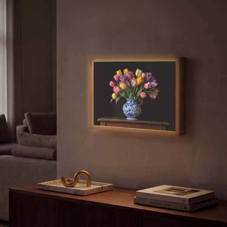 Lightbox - Wandlamp - Tulpen - Kleuren - Hout - Vaas — 2