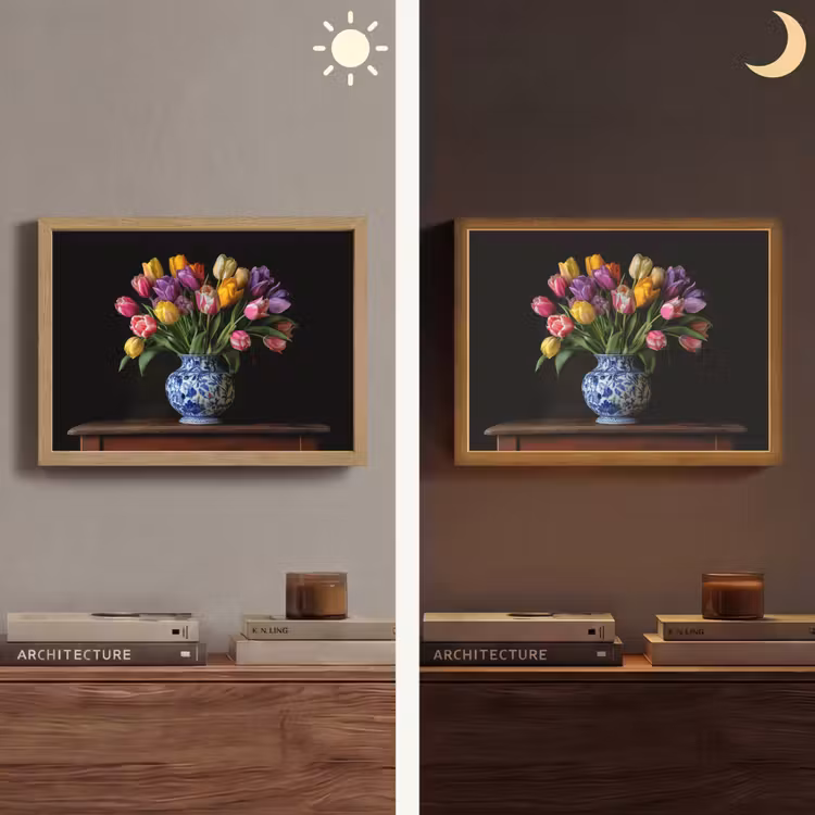 Lightbox - Wandlamp - Tulpen - Kleuren - Hout - Vaas — 6