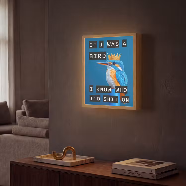Lightbox - Wandlamp - Vogel - Decoratie - Ijsvogel - Blauw — 2