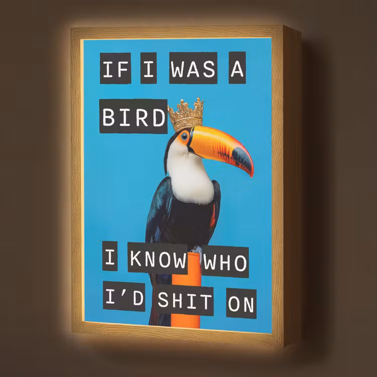 Lightbox - Wandlamp - Vogel - Toekan - Blauw - Quotes — 1