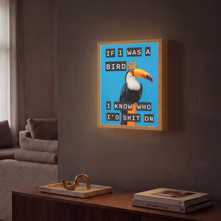 Lightbox - Wandlamp - Vogel - Toekan - Blauw - Quotes — 2