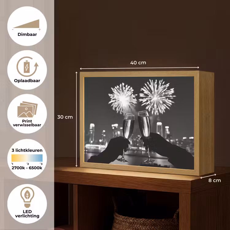 Lightbox - Wandlamp - Vuurwerk - Proosten - Skyline - Champagne — 10