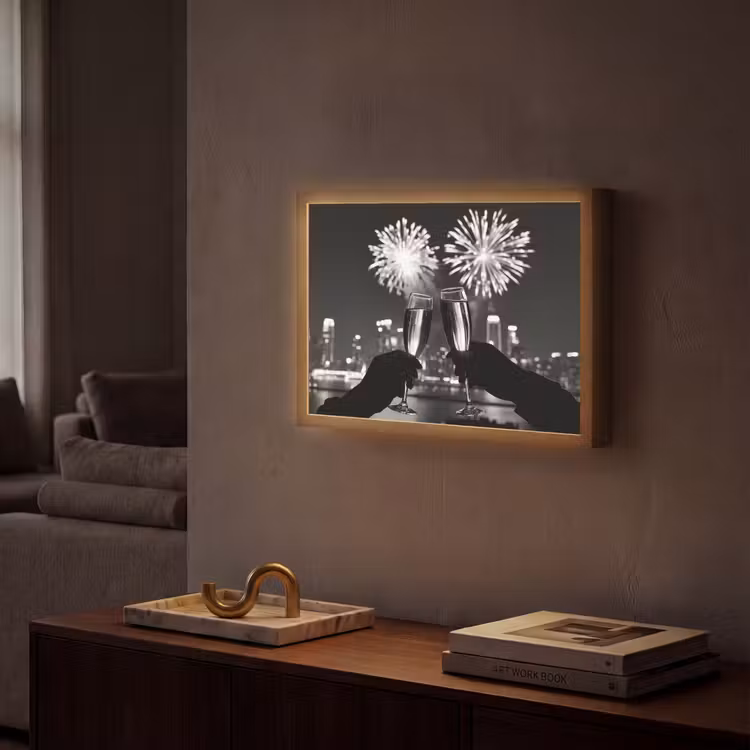 Lightbox - Wandlamp - Vuurwerk - Proosten - Skyline - Champagne — 2