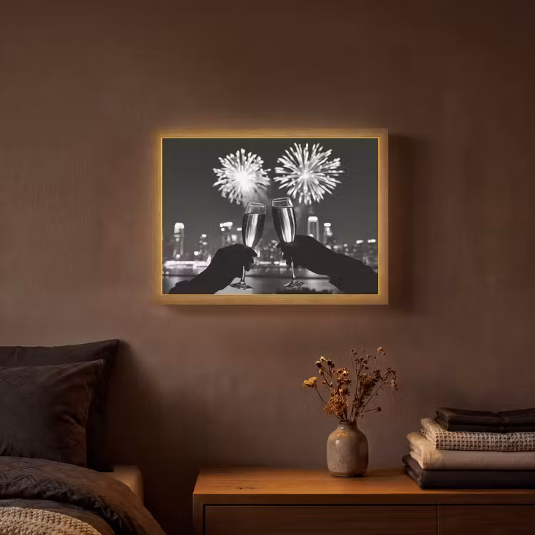 Lightbox - Wandlamp - Vuurwerk - Proosten - Skyline - Champagne — 3
