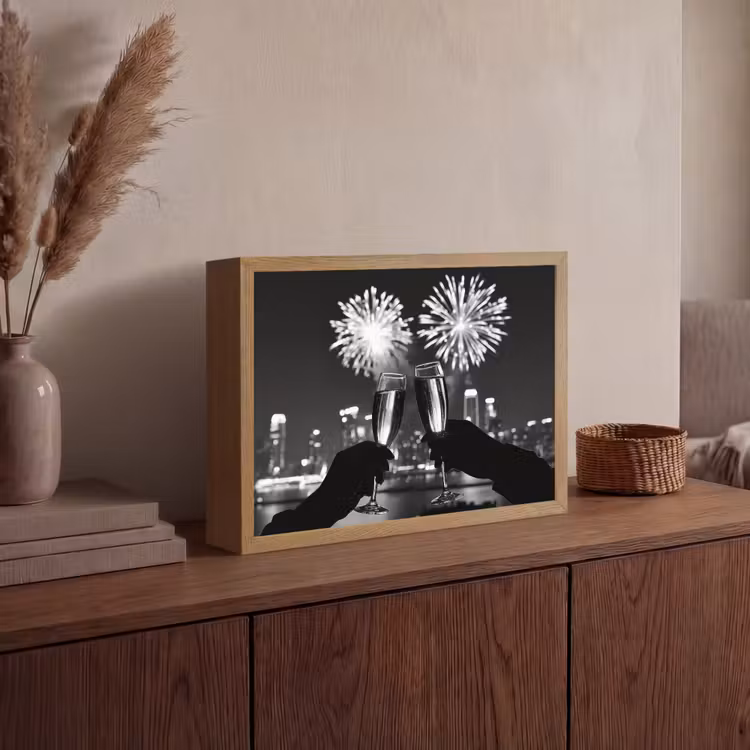 Lightbox - Wandlamp - Vuurwerk - Proosten - Skyline - Champagne — 4