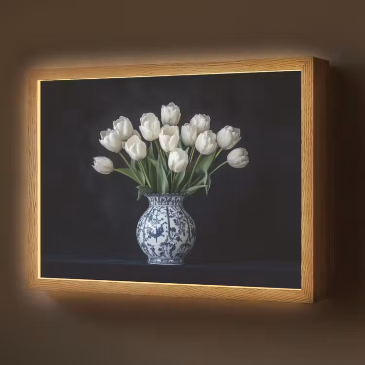 Lightbox - Wandlamp - Wit - Bloemen - Tulpen - Vaas — 1