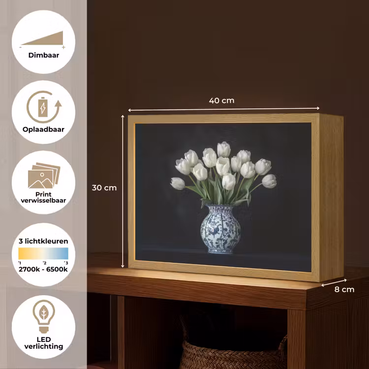 Lightbox - Wandlamp - Wit - Bloemen - Tulpen - Vaas — 10