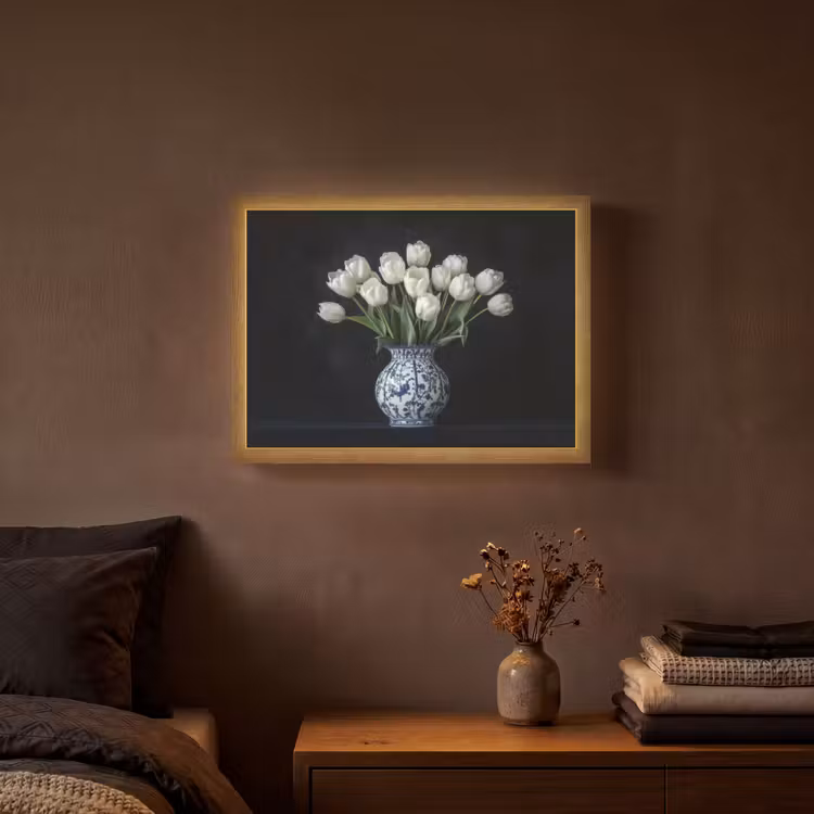 Lightbox - Wandlamp - Wit - Bloemen - Tulpen - Vaas — 3
